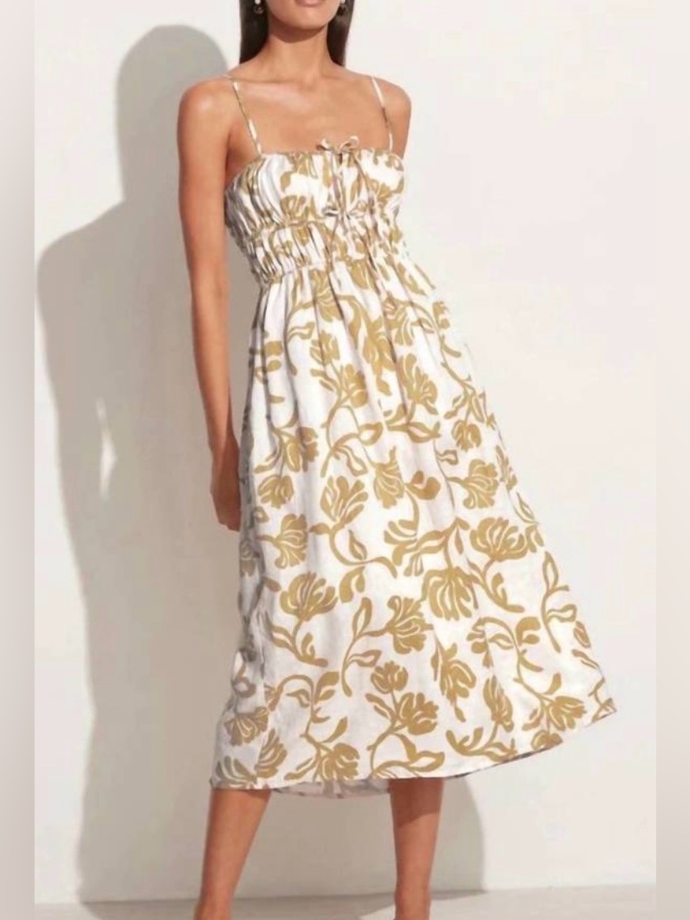Linen printed sleeveless midi dress . Medium